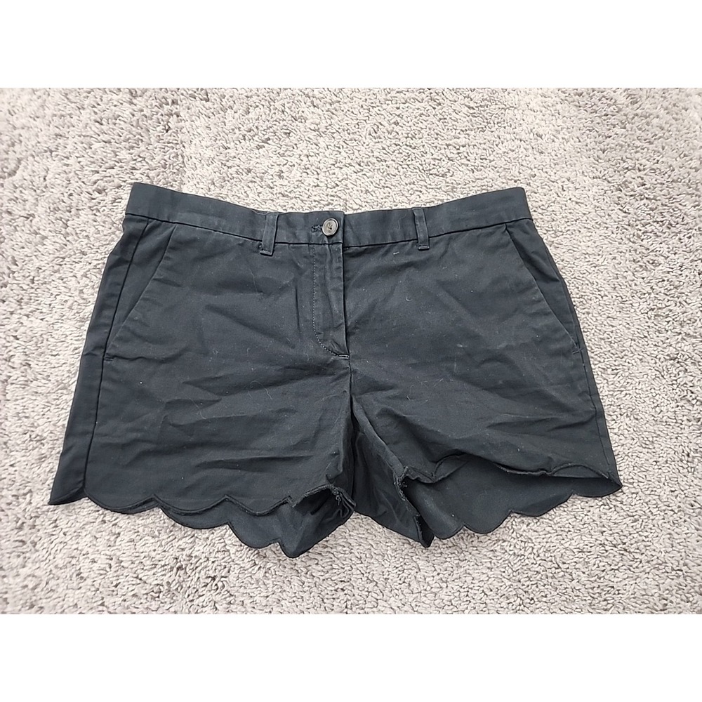 Gap Shorts Womens 4 Black Good Mid Rise Scalloped Hem Preppy Chic Chino